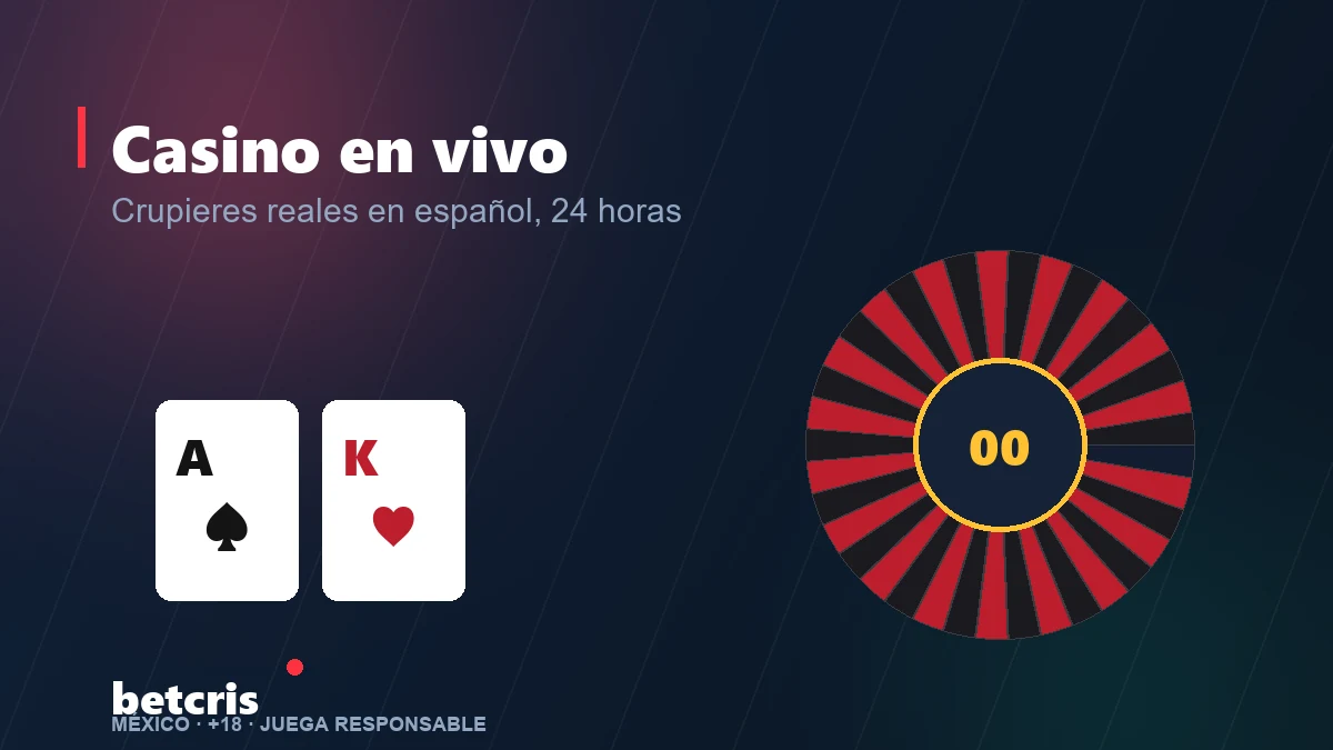 Mesa de ruleta transmitida en el casino en vivo de Betcris México con la ventana de apuestas abierta y el identificador de ronda visible